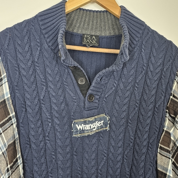 Wrangler Sweater Flannel Upcycled Rework - Picture 4 of 4